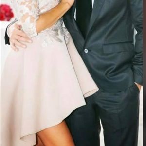 Gorgeous high low dress w lace detail open back